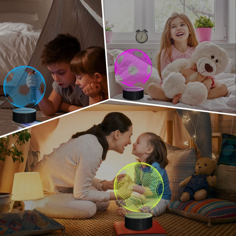 Lampeez مصابيح لامبيز لكرة القدم الليلية للأطفال 3D وهمية مصابيح كرة القدم 16 LED مع تحكم عن بعد تغيير الألوان لمصابيح الطاولة والمكتب زينة هدايا عيد الميلاد و عيد الميلاد لمشجعي الرياضة - Image 4